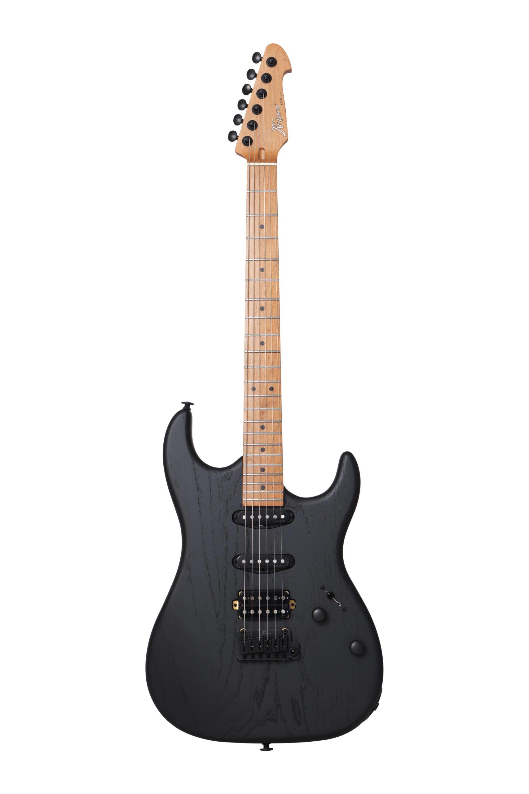 KS-Deluxe Ash Maple SSH Black E-Gitarre